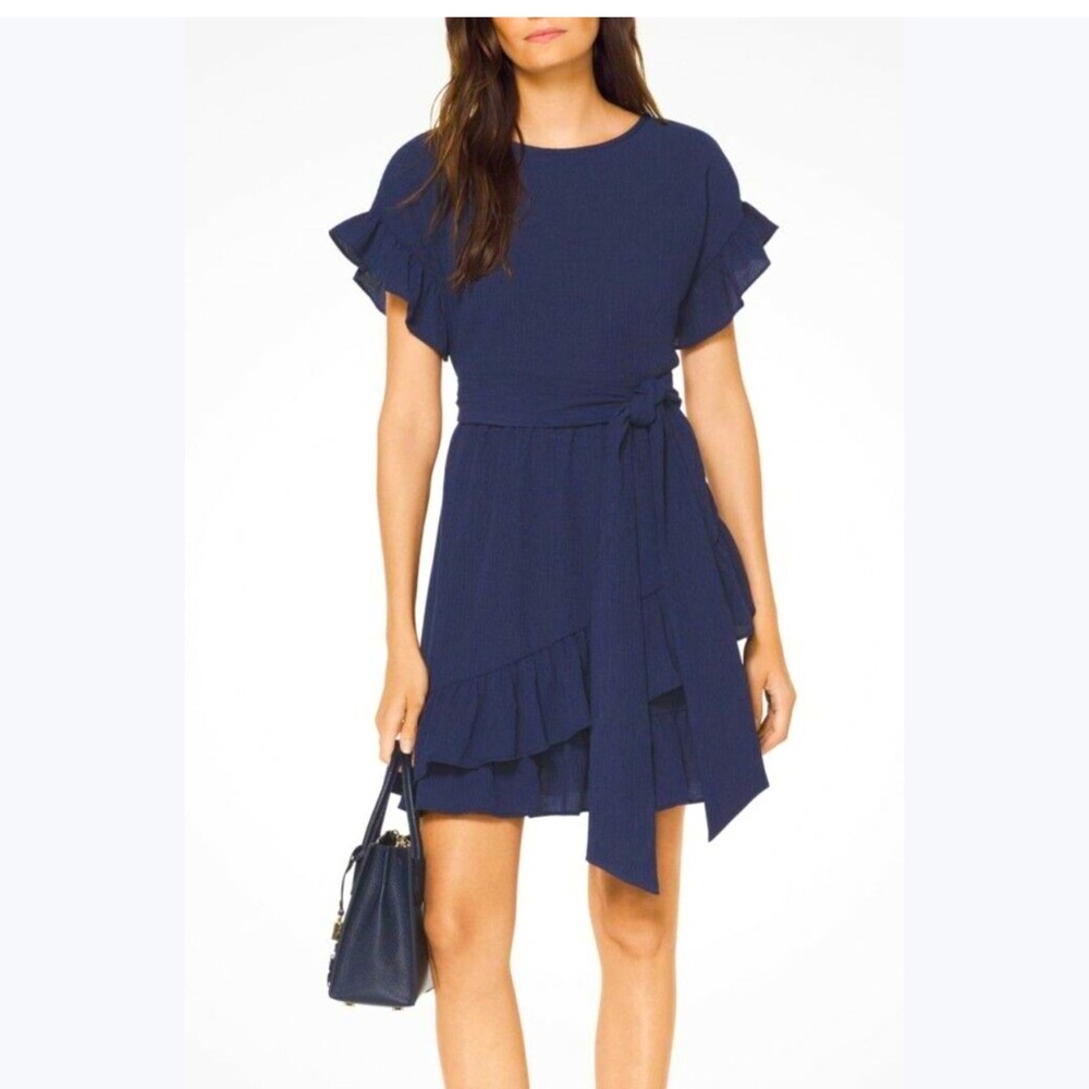 Micheal Kors Belted Crepe Dress